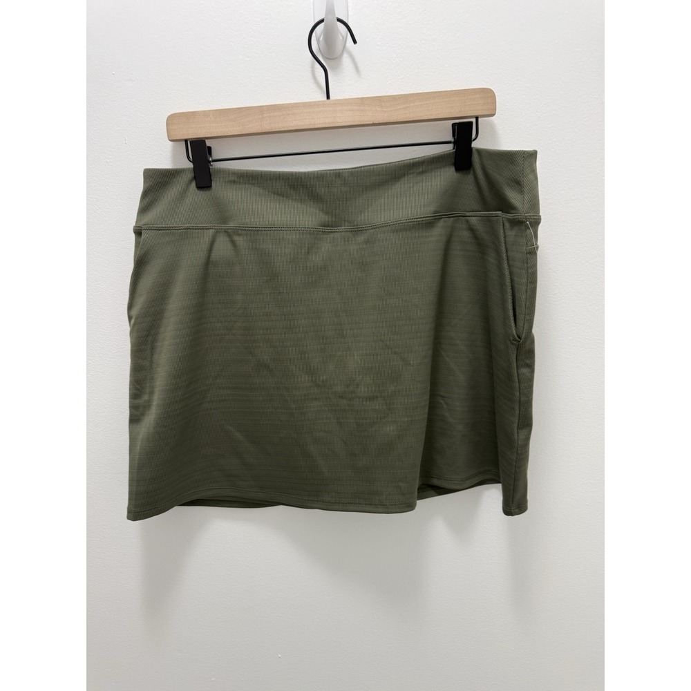 Tommy Bahama Olive Green Athletic Golf Skort Skirt Shorts Stretch Zip Pocket Xl